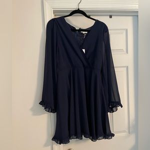 Navy blue long sleeve short dress